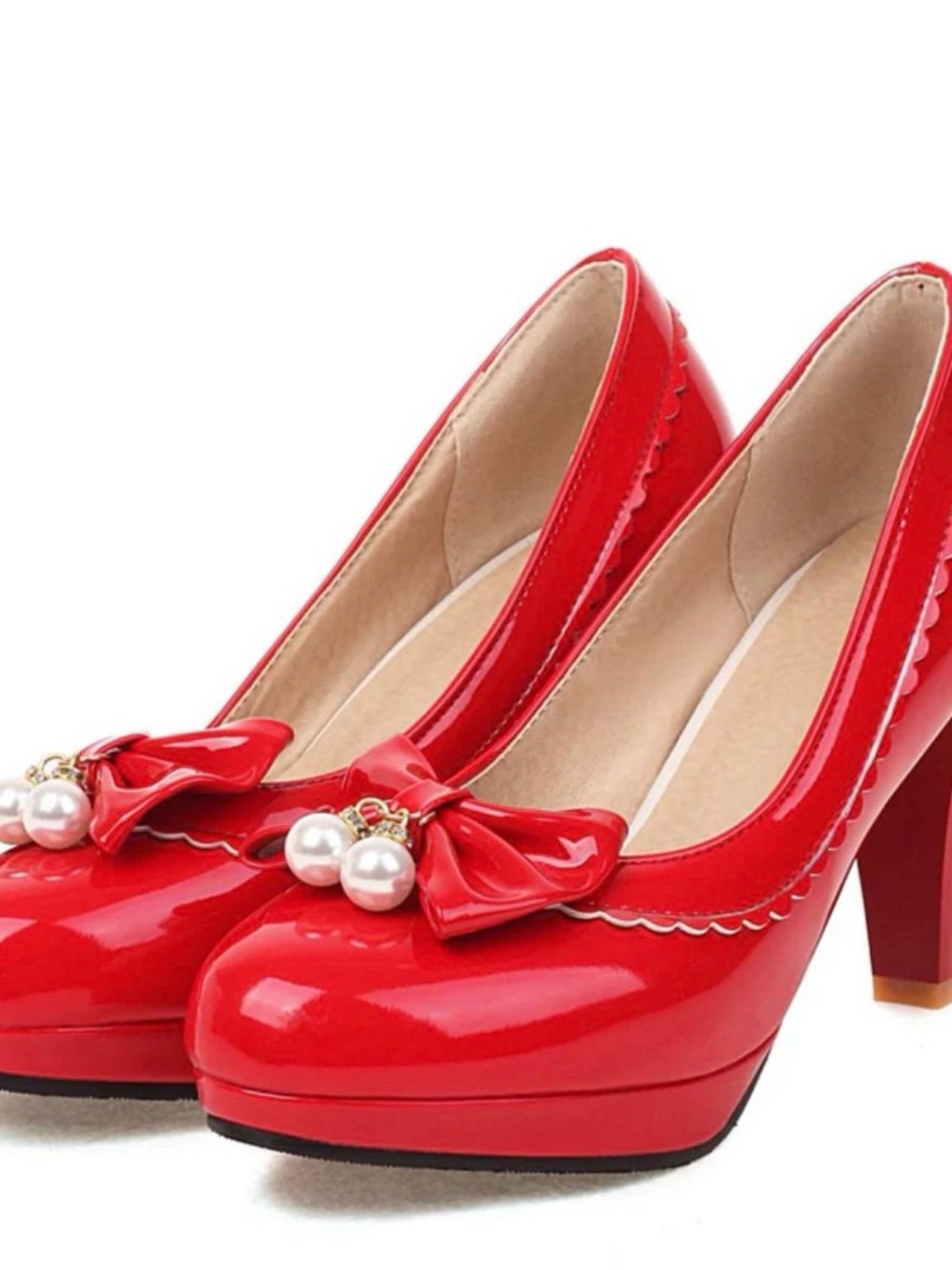 Retro Bow Pearl High Heel Shoes size 11 retro stage 1950s look